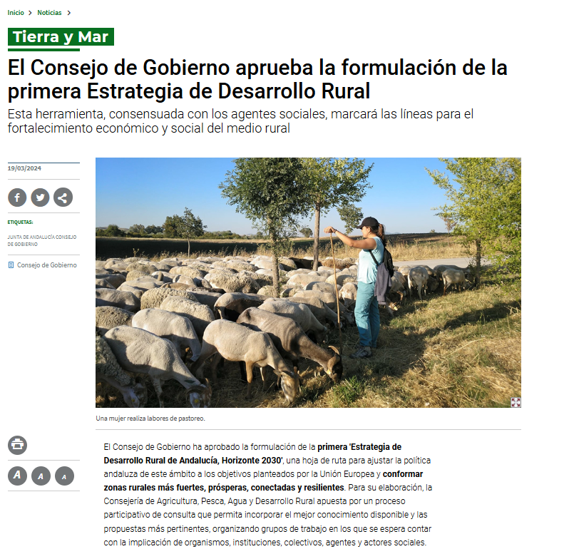 APROBADA LA PRIMERA “ESTRATEGIA DE DESARROLLO RURAL” DE ANDALUCÍA